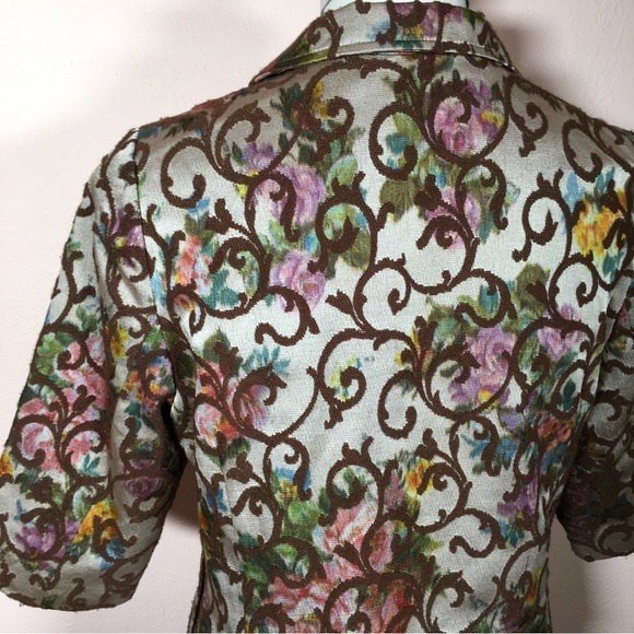 Vintage 90 Y2K Victorian Tapestry Shrunken Baby Doll croquet girl Cropped Blazer - Picture 4 of 16